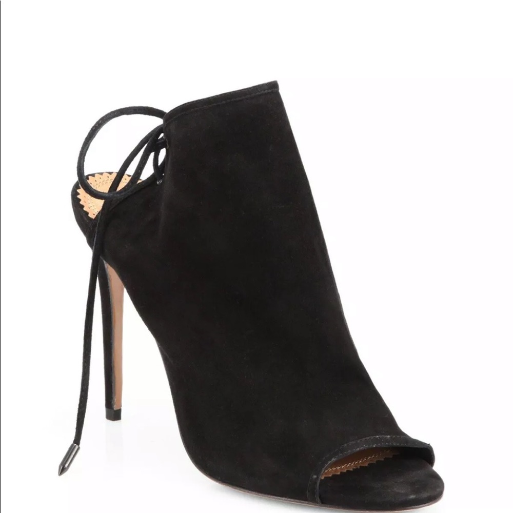 Aquazurra Mayfair 105 Black Suede Heels 37.5